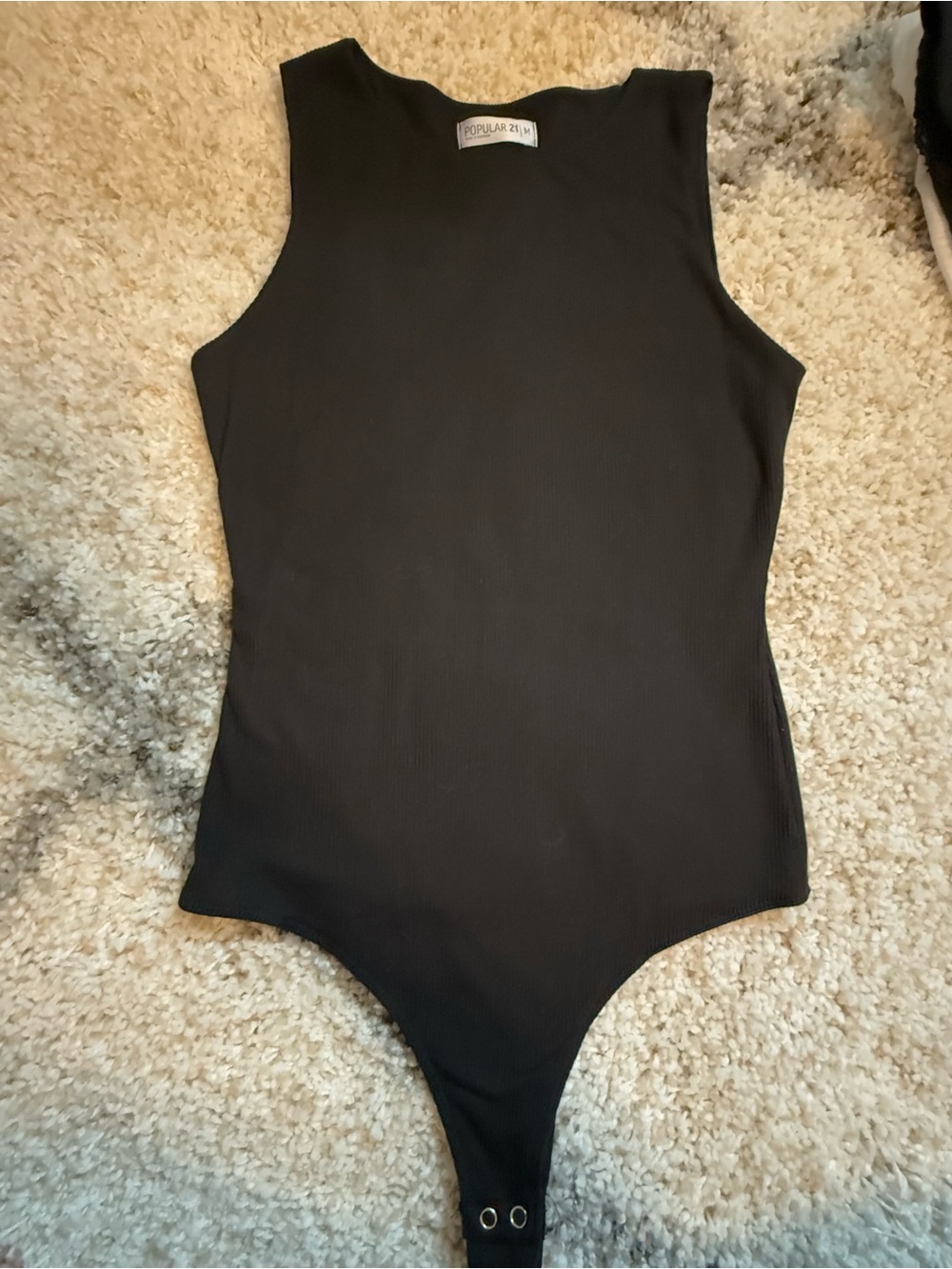 Popular 21 Black Ribbed Sleeveless Bodysuit Size M
